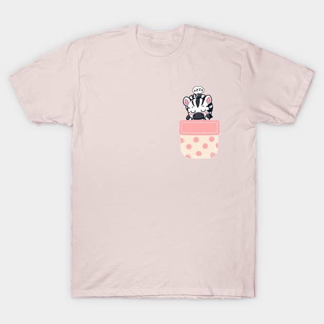 Sleepy Zebra in Polka Dot Pocket T-Shirt by Pink & Pretty